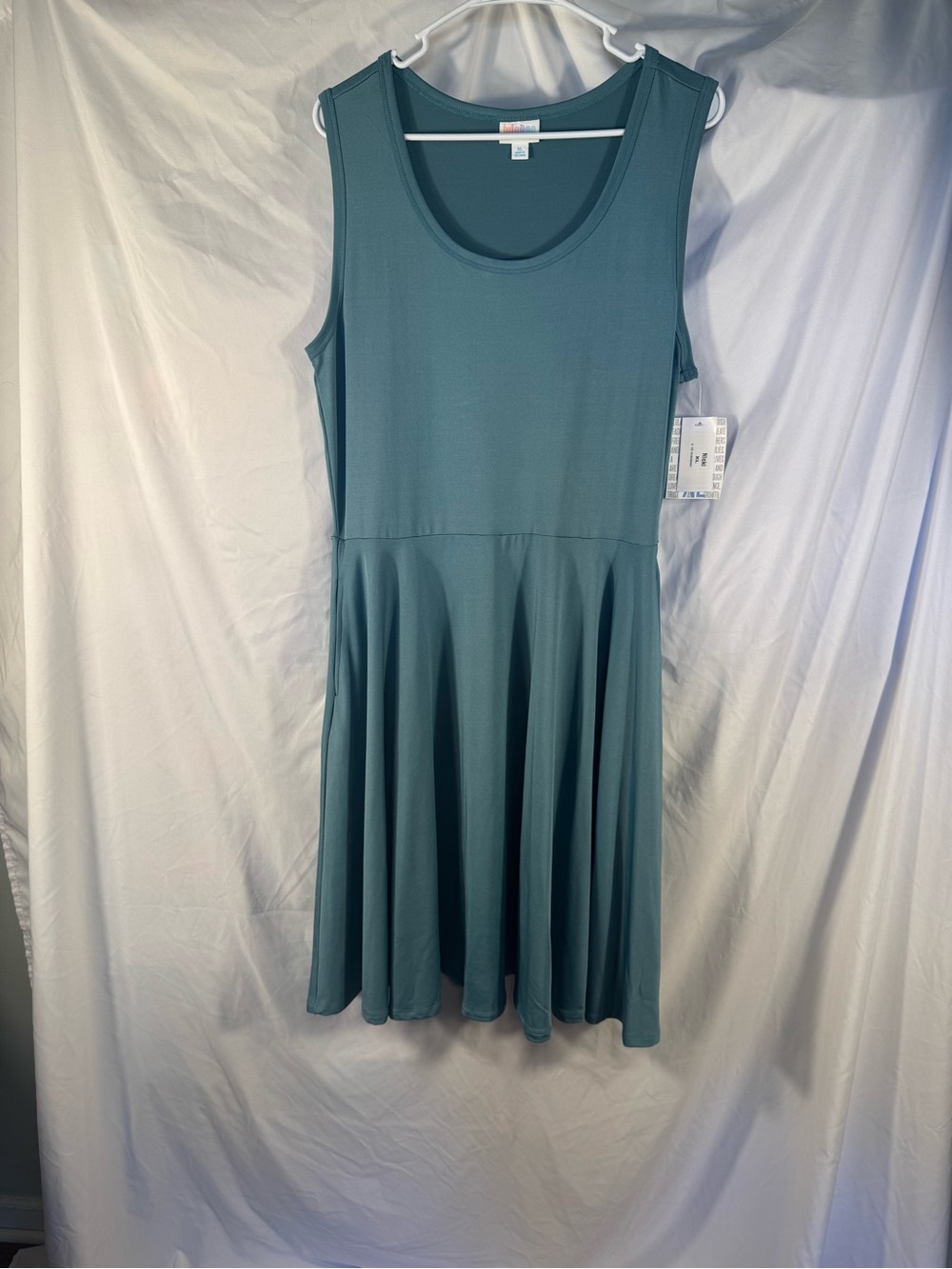 LuLaRoe Nicki Dress XL NWT Solid Teal Green Tank Swing Pockets